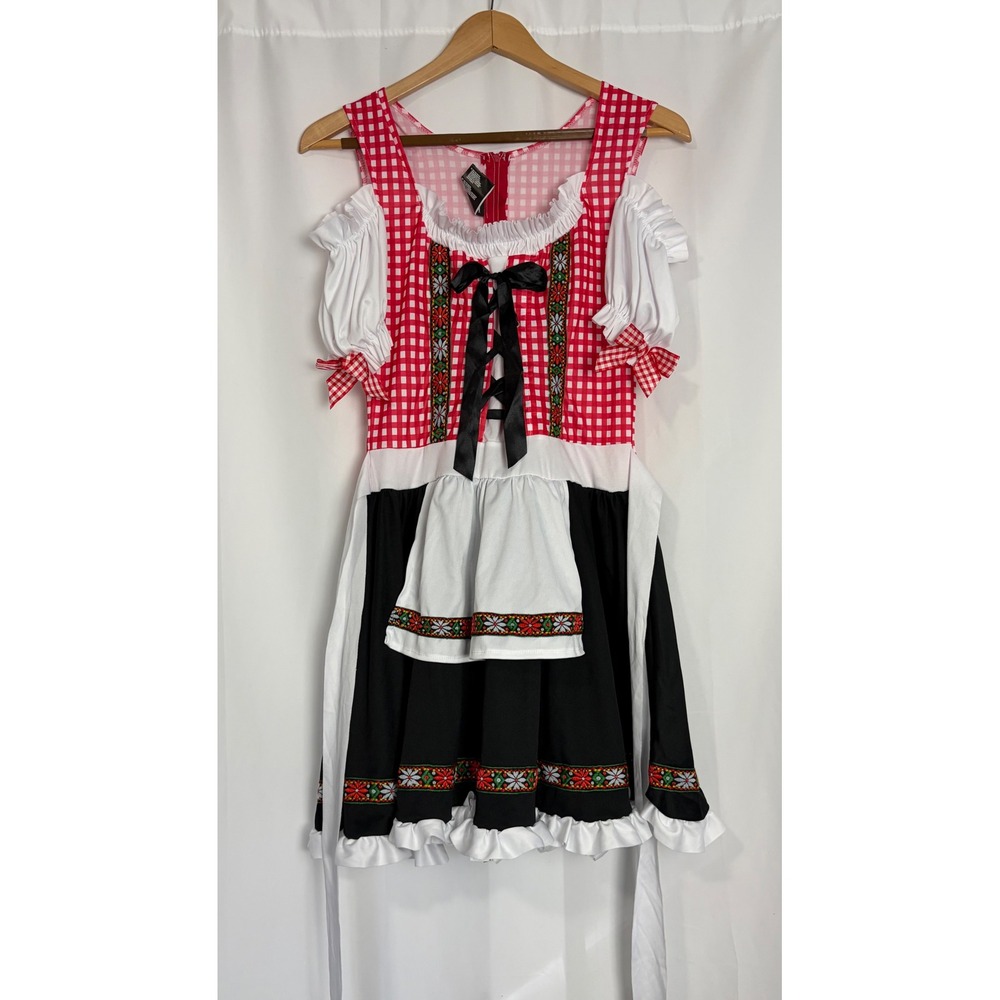 Oktoberfest Fraulein Dirndl Costume Dress Red Gingham Bavarian Medium Barmai